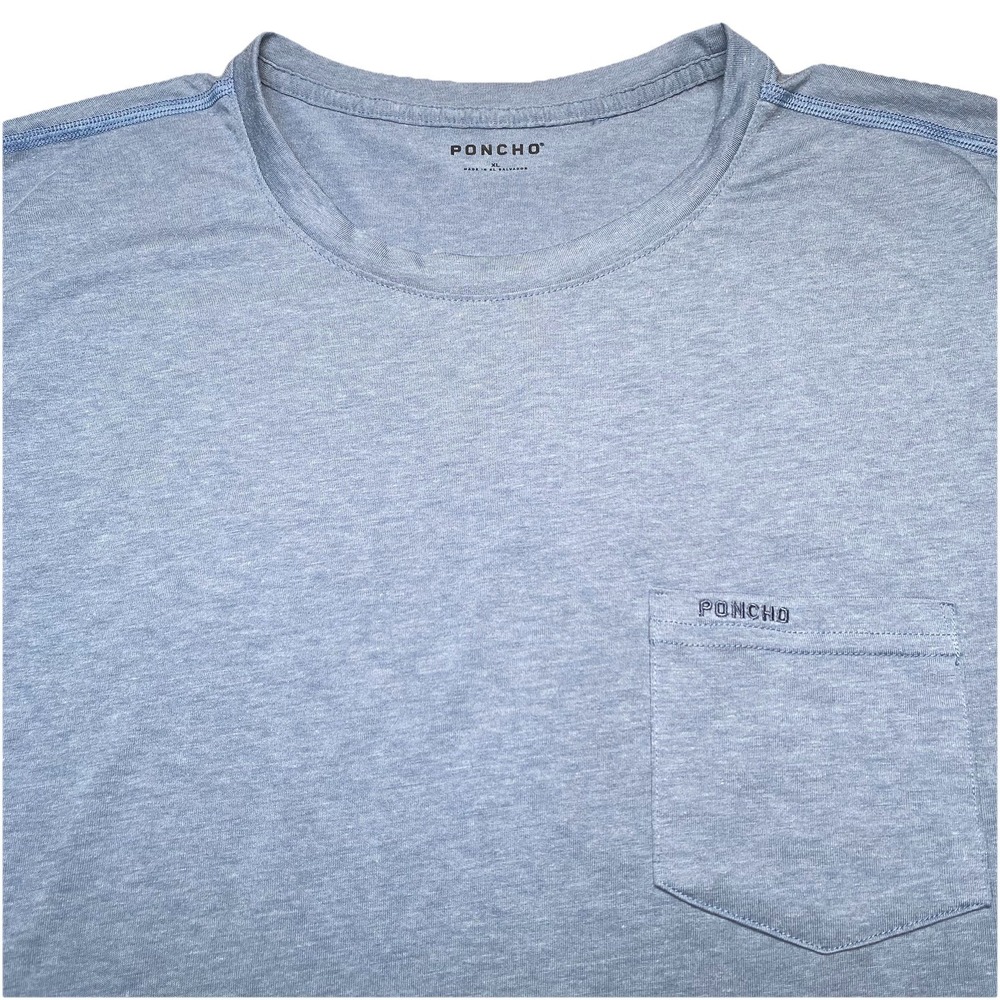 Poncho Outdoors XL Deep River Crew L/S Pocket Shirt Gray Blue READ